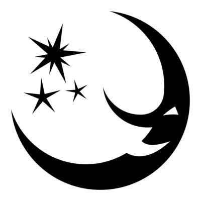 Moon with smile and stars. illustration isolated on white background.
