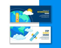 Creative Horizontal Banner Template for World Meteorological Day in Flat Style vector