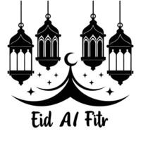 eid al fitr greeting card with lanterns vector