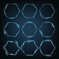 Set of hexagons HUD futuristic style. vector