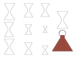 Triangle shape keychain key FOB Dieline Template vector