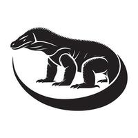 Komodo Dragon Silhouette in Circular Design Art vector
