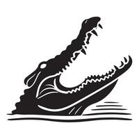 Alligator Silhouette Emerging from Water vector
