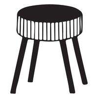 Three-Legged Stool with Textured Seat Silhouette Illustration vector