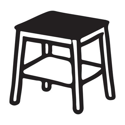 Simple Small Table Silhouette Illustration Design