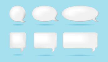 3D white gradient speech bubbles with text space. illustration isolated on blue background vector