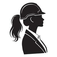 Female Engineer Silhouette in Profile Wearing Hard Hat vector