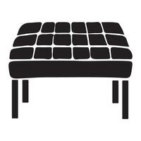 Silhouette Illustration of a Square Ottoman with a Quilted Top vector