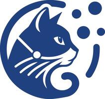 Modern Cat Head Logo with Abstract Shapes and Deep Blue Color vector