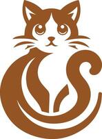 Elegant Cat Silhouette with Stylized Tail and Earthy Brown Color vector