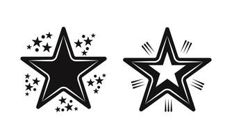 Set of black and white starburst elements vector