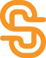Abstract logo, minimalist design, interlocking curved shapes, orange color, white background vector