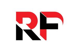 Logo design, minimalist, bold letters RF, red and black color scheme, geometric shapes, negative space, sharp angles vector