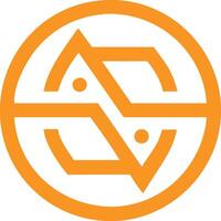 Minimalist logo design, circular emblem, interlocking geometric shapes, orange and white color scheme vector