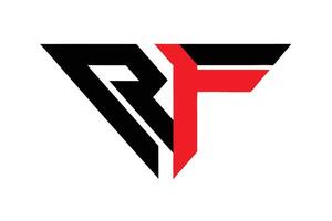 Logo design, geometric shapes, RF monogram, black and red color scheme, angular letterforms vector