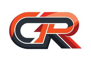 Logo design, stylized letters GR, 3D effect, bold typography, red and orange gradient, black accent, sleek and modern vector