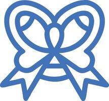 Blue line art, minimalist butterfly design, simple ribbon bow shape, symmetrical graphic, vector