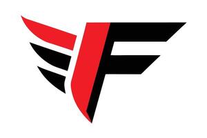 Logo design, stylized letter F, red and black color scheme, geometric shapes vector