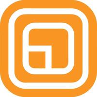 Logo design, geometric shape, orange and white, square with rounded corners, minimalist, abstract G letter, nested squares, app icon style, flat design, bold color, simple lines, vector