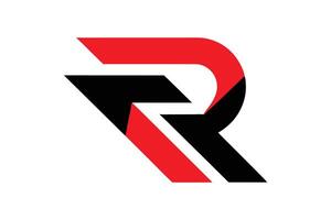 Logo design, stylized letter R, bold geometric shapes, red and black color scheme, minimalist, abstract, dynamic, angular vector