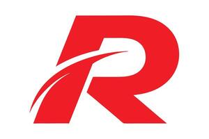 Bold red letter R, dynamic swoosh design, minimalist logo, geometric shape, striking typography vector