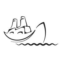 Smiling Ship Logo Modren Art with Minimalist Waves Design vector