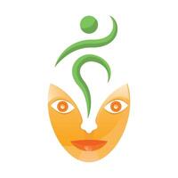 Modern Spa Concept Logo with Abstract Face and Green Design Elements vector