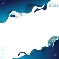 Abstract wavy blue fluid border square background vector