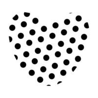 Black and white heart in polka dot print, isolated on white background. Simple element in doodle style for you design. Valentines day concept. vector