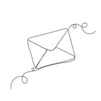 Continuous one line art envelope icon isolated illustration. vector