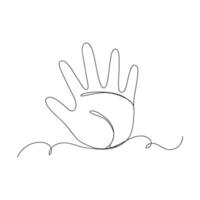 Continuous one line art palm note icon isolated illustration. vector