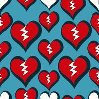 Broken hearts pattern design digital art minimalist style vibrant colors top-down view modern concept vector