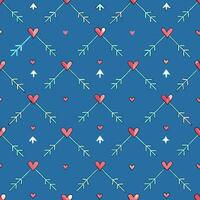 Minimalist hearts and arrows pattern digital design blue background graphic art playful style vector