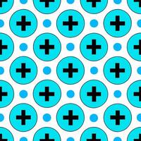Repeating minimalist plus signs within circles abstract pattern digital art white background top view modern design vector