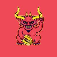 Demonic charm in lucky cat style vector