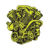 Motorcycle and Car Engine Art Illustration A Dynamic Design Featuring Industrial and Mechanical Themes vector