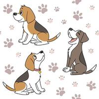 Various Poses of Dog Beagle, Simple Flat Style vector
