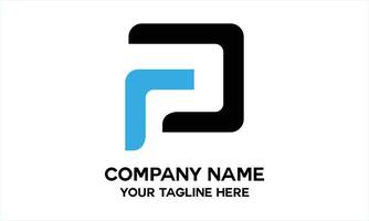 unique initial P in black and blue vector
