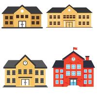 Creative School Building 4 Set Design Illustrations Highlighting Diverse Campus Structures vector