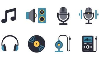 Music Icon Set Illustration featuring dynamic equalizer symbols and creative instruments vector