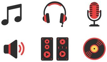 Music Icon Set Illustration with a mix of audio visualizers and retro musical icons vector