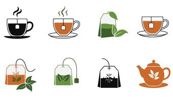 Charming Tea Tea Cup Set Illustrations A Playful Blend of Accessories for Culinary Art Projects vector