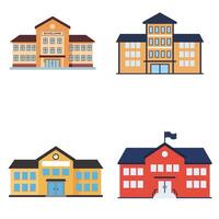 Modern School Building 4 Set Design Featuring Unique Designs for Educational Graphics vector