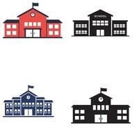 Vibrant School Building 4 Set Design Collection with Detailed Vectors Graphics