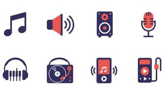 Music Icon Set Illustration blending bold colors and minimalistic design for versatile uses vector
