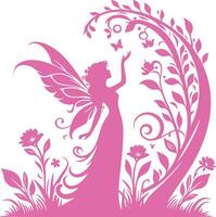 Silhouette of a Fairy on White Background vector