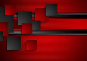 Black and red squares geometric tech abstract background vector