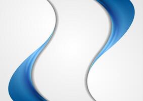 Grey corporate abstract background with blue glossy waves vector