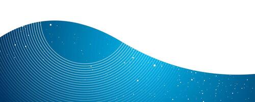 White blue wavy background with white linear circles and dots vector