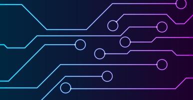 Abstract neon tech circuit board lines vector